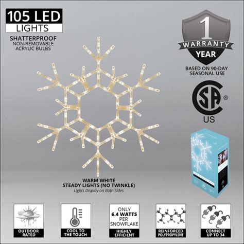 Led Folding Snowflake Warm White Lights