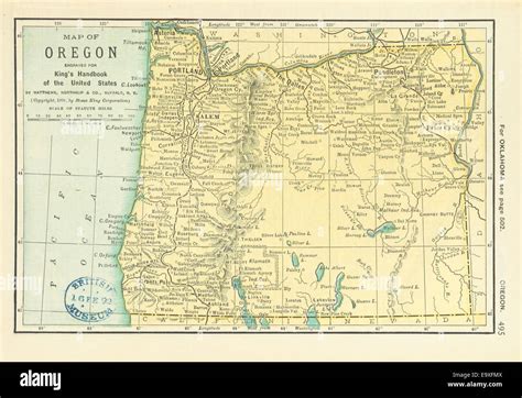 Us Maps1891 P497 Map Of Oregon Stock Photo Alamy