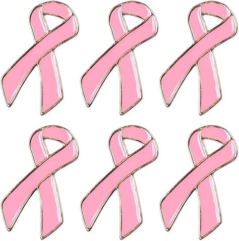 Breast Cancer Awareness Pink Ribbon Enamel Pin Pack Of 6