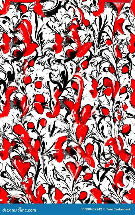 Abstract Background Red And Black Floral Pattern Stock Illustration