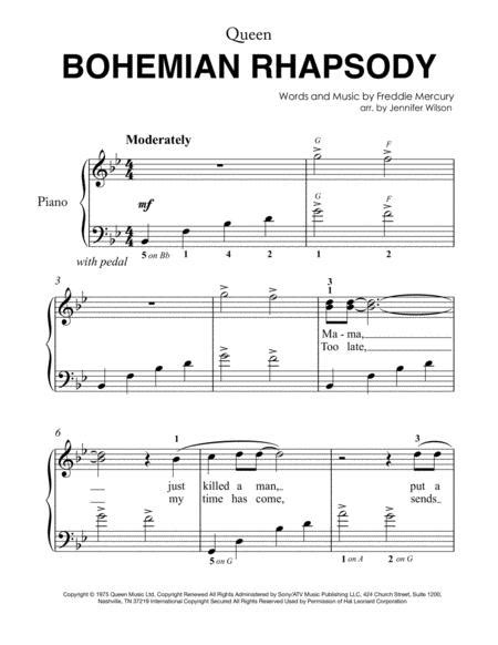 Bohemian Rhapsody Easy Piano Sheet Music Pdf Download