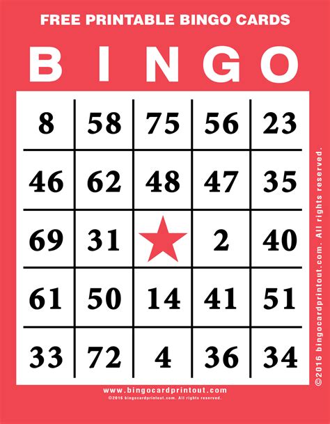 Printable Bingo Cards Free