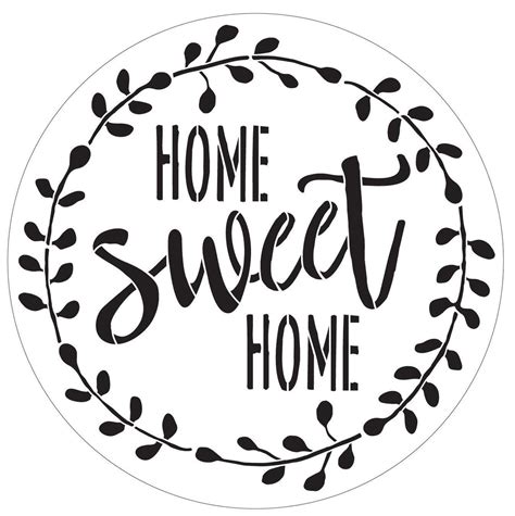 Home Sweet Home Stencil With Laurel Wreath By Studior12 Reusable