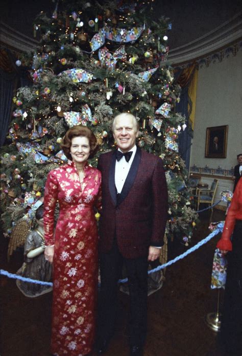 President Gerald R Ford And First Lady Betty Ford Posing In Front Of