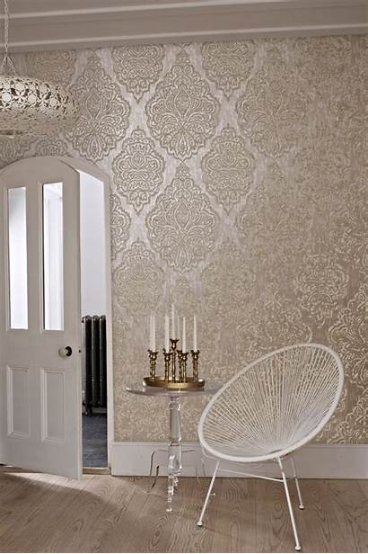 Ivory Living Hallway Gold Damask Wall Accent