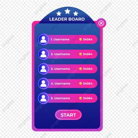 Game Ui Leaderboard Design With Rankings Transparent Background