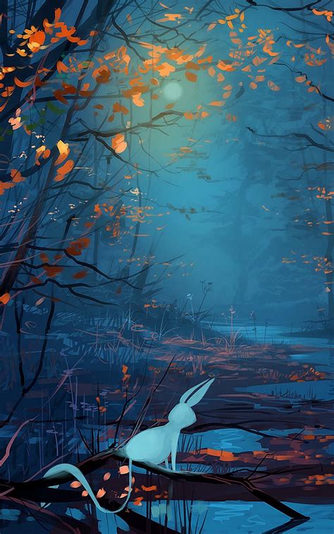 Download Wallpaper 800x1280 Silhouette Forest Animals Art River