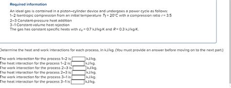 Solved Required Information An Ideal Gas Is Contained In A Chegg Com
