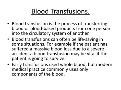 Ppt Blood Transfusions Powerpoint Presentation Free Download Id