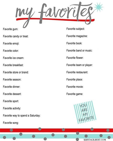 Printable Favorite Things List Printable Word Searches