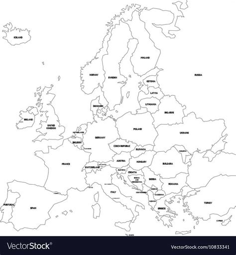 Vector Outline Map Of Europe Simplified Vector Map Made Of Black State