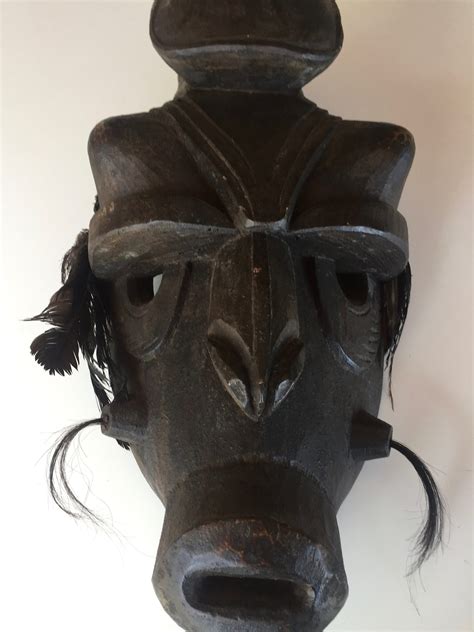 Large Wooden Tribal Mask With Feathers Etsy 日本