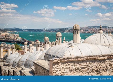 The Bosphorus View From Suleymaniye Mosque In Istanbul Turkey Stock