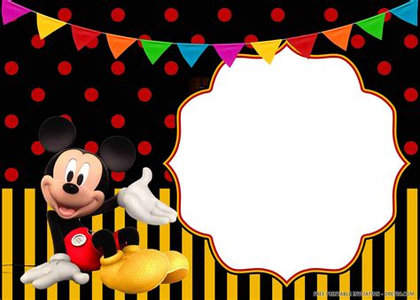 Free Printable Cheerful Mickey Mouse Birthday Invitation Templates