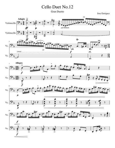 Cello Duet No12 Sheet Music For Cello String Duet Download And