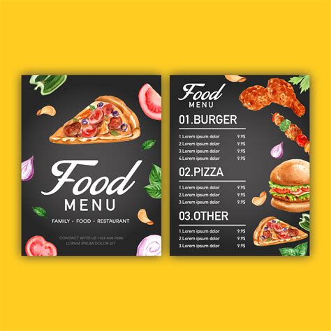 Fast Food Restaurant Menu Design Frame Border Background Menu List
