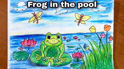 Frog In A Pond Drawing Brainartdrawingartworks