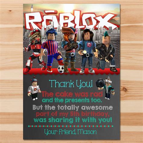 Roblox Birthday Invite Roblox Invitation Roblox Party Roblox