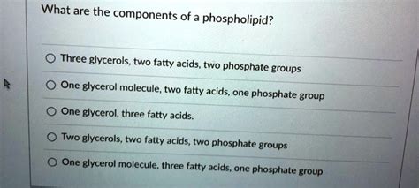 Solved What Are The Components Of A Phospholipid Three Glycerols Two