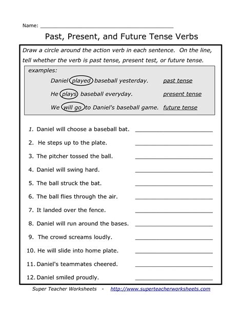 Free Printable Past Present And Future Tense Worksheets