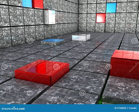 3d Cubes Showing A Room Design Background Stock Illustration