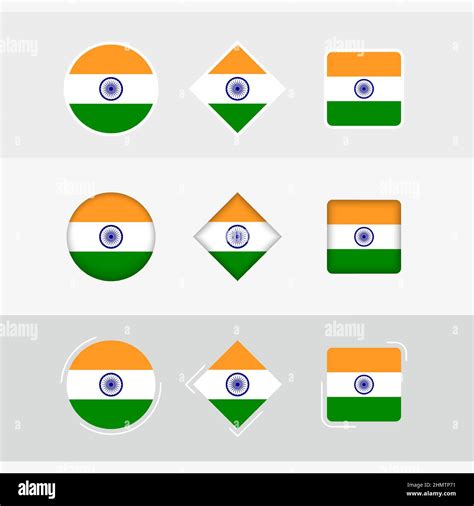 India Flag Icons Set Vector Flag Of India Three Versions Of Icon