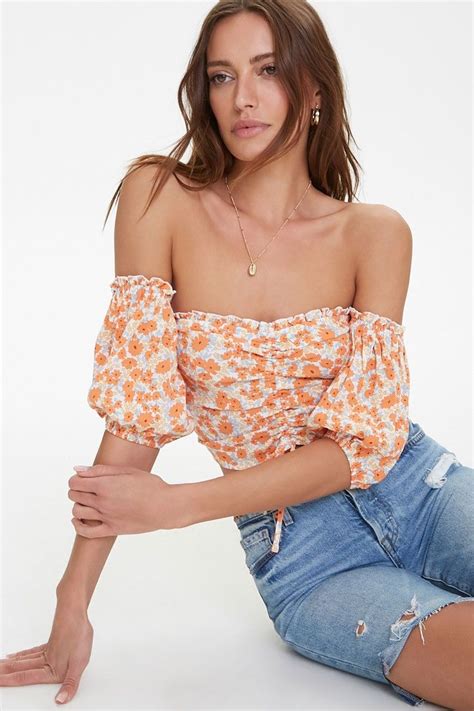 Floral Print Drawstring Crop Top Forever 21 In 2020 Fashion Obsession Forever21 Tops