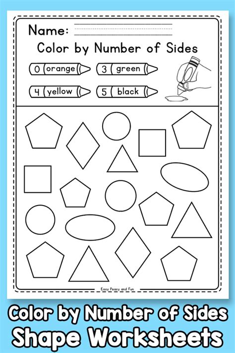 Color By Number Of Sides Shapes Worksheets Easy Peasy And Fun Membership