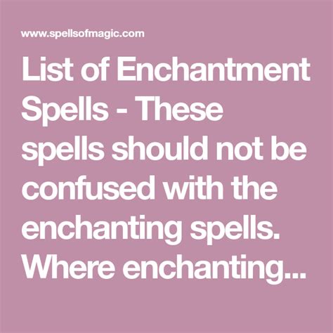 List Of Enchantment Spells These Spells Should Not Be Confused With