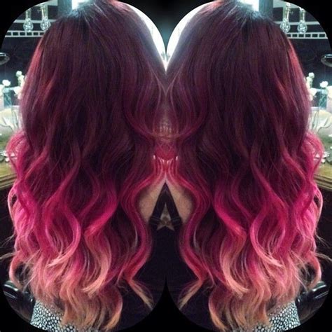 Burgundy To Pink Ombre Hair Colorful Dip Dye Mermaid Indian Remy Clip