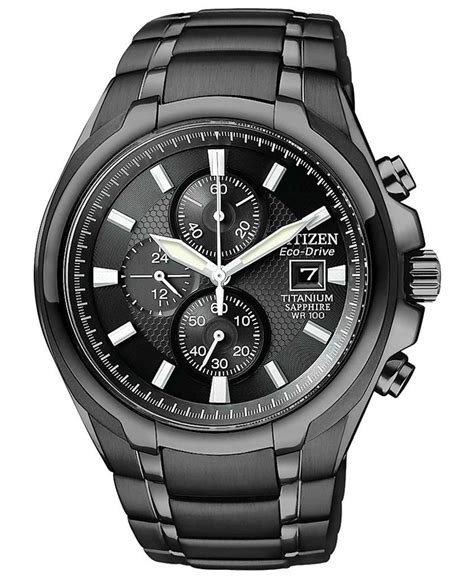 Citizen Mens Chronograph Eco Drive Black Titanium Carbide Ion Plated