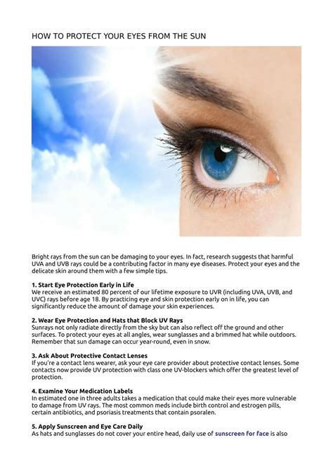 Ppt How To Protect Your Eyes From The Sun Powerpoint Presentation