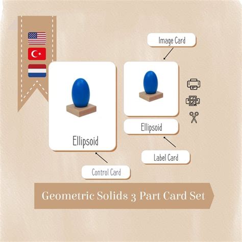 Geometric Solids Cards Montessori Nomenclature Flash 3 Parts Etsy