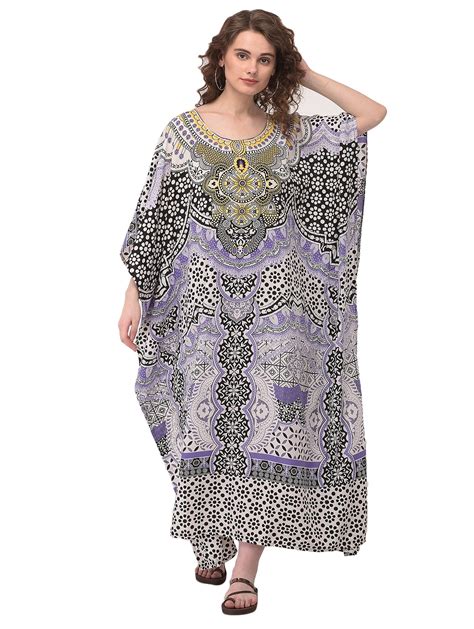 Oussum Women S Plus Size Polyester Kaftan Dresses For Women Casual Long Printed Caftan Beach