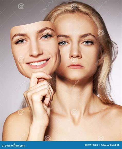 Woman With Two Faces Mask Stock Photo Image Of Face 27179020