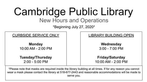 Reopening Next Steps Cambridge Public Library