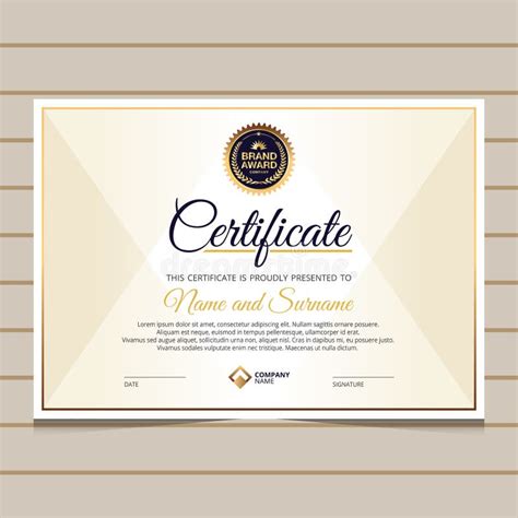 Elegant Blue And Gold Diploma Certificate Template Stock Vector