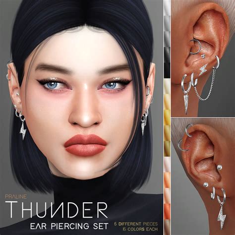 Thunder Ear Piercing Set Pralinesims On Patreon Sims 4 Piercings
