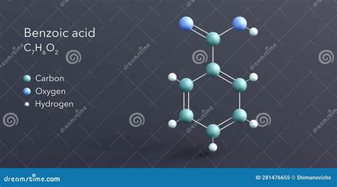 Molécula De ácido Benzoico 3d Representando Estructura Molecular Plana