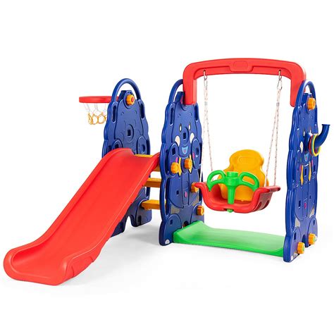 Buy Costzon Toddler Long Slide Set 4 In 1 Large Climber Playset W