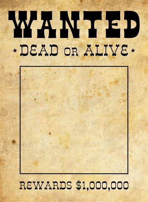 Printable Blank Wanted Poster Template Western Theme Party Cowboy Party Wanted Template
