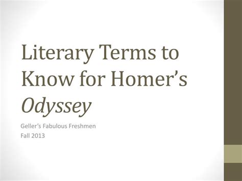Ppt Literary Terms To Know For Homers Odyssey Powerpoint