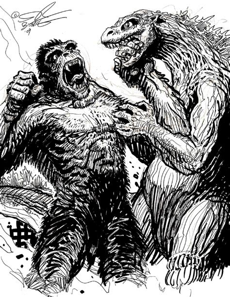 You can download free printable godzilla vs kong coloring pages at coloringonly.com. King Kong vs. Godzilla -- Another Sketch!, in Stephen ...