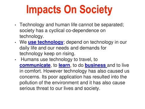 Technology And Society And Its Impacts
