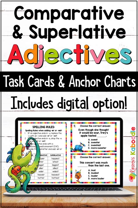 These Comparing Adjectives Activities Include Task Cards Anchor Charts And Digital Options In