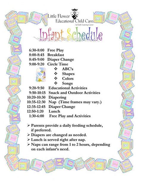 Infant Schedule2014 Daycarebusinessplan Infant Daycare Daycare