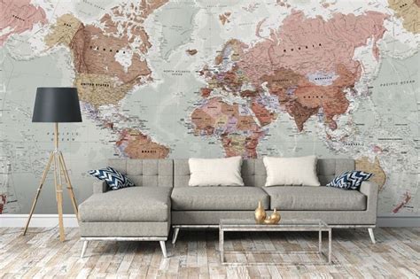 World Map For Wall Decor Wall Design Ideas