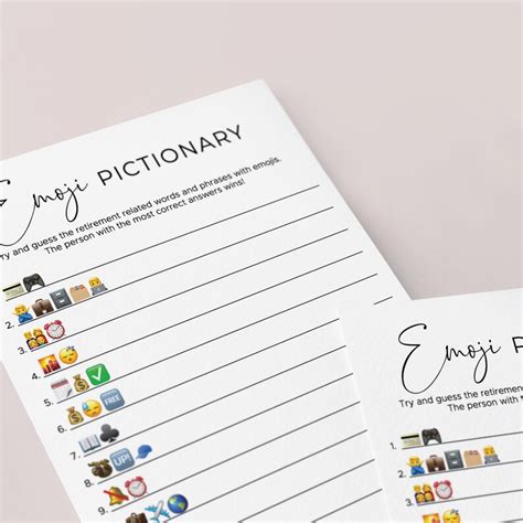 Retirement Emoji Pictionary Game Printable Guess The Emojis Activity For Goodbye Party Ideas