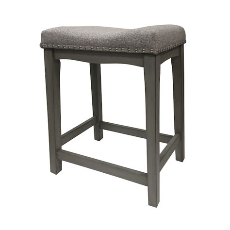 Allen Roth Ar Gray Wood Saddle Barstool In The Bar Stools Department