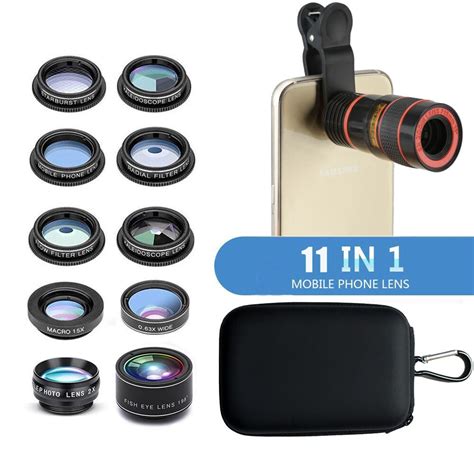 Cell Phone Lenses Cpl Filter Fisheye Macro Wide Angle Lens 11 In 1 For